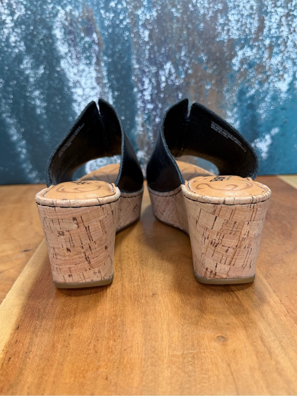 Born Vintage Y2K Boho Black Leather Cork Mule Heels (VGVC) - Picture 4 of 12